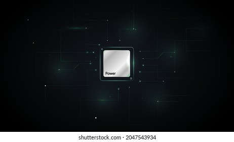 technology background and power button and main board or CPU vector picture
