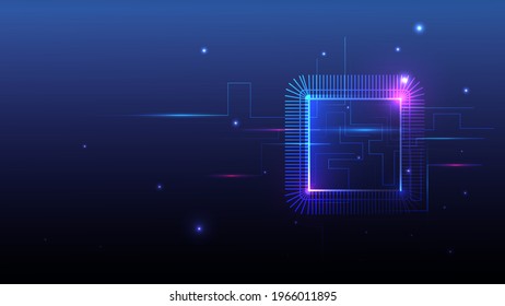 technology background and Quantum computers and CPU  vector picture