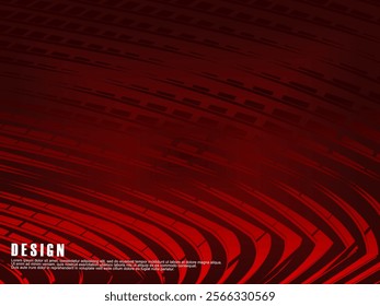 Technology background with red waves. Editable futuristic strokes.