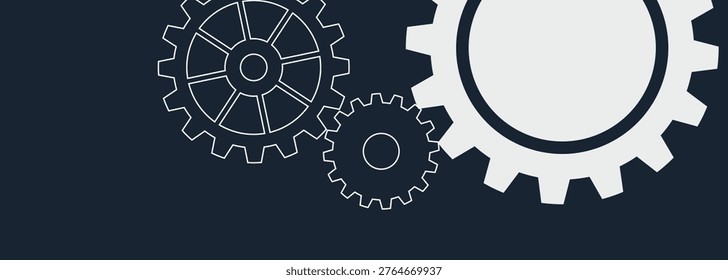 Technology background with rotating geometric gears decoration. Industrial concept mechanism gears vector. Gear background with empty space for text. Suitable for banner and advertising. VOL.2