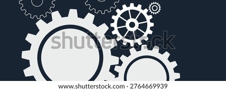 Technology background with rotating geometric gears decoration. Industrial concept mechanism gears vector. Gear background with empty space for text. Suitable for banner and advertising. VOL.3