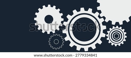 Technology background with rotating geometric gears decoration. Industrial concept mechanism gears vector. Gear background with empty space for text. eps 10