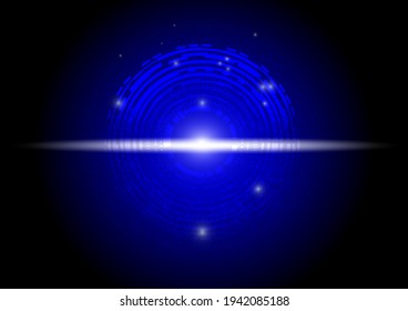 Fondo tecnológico, mundo científico para encontrar, ilustración vectorial, gradiente negro azul.