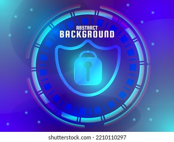 Technology Background with Security Concept, and Combination of Padlock, Light, Neon