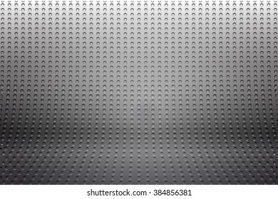 Technology background with a semicircular perforated metal surface