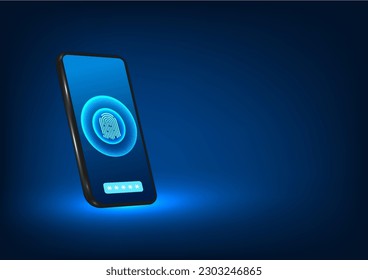 Technology background smart fingerprint technology used in smartphones Technologies that help secure access to sensitive information of individuals are popular all over the world.