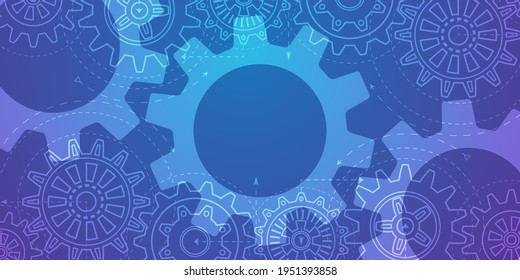 Technology background .Technical drawing of gears .Engineering concept.Rotating mechanism of round parts .Geometric rhombuses. Vector illustration