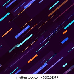Technology Background Texture with Neon Light Stripes. Fashion Print Design. Hi Tech Seamless Pattern.