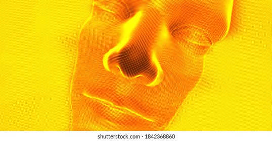 Technology background with three-dimensional face. Anonymous social masking. Cyber crime and security vector illustration.
