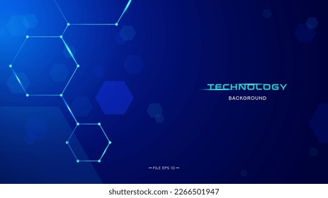 Technology background trendy. blue background. connected hexagon shapes. suitable for internet services and technology business banners, technology concept