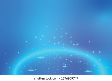 Technology background in universe space. Globalization concepts wirh light line and dot connection on blue earth pattern. Abstract surface for design in science, medical or education.