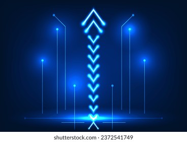 Technology background of upward and downward arrows with circuit lines. Technology vector illustration Use as wallpaper, poster pictures