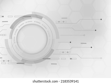 technology background white hi-tech circle white and gray background data geometric background with various technology elements hi tech communication innovation concep