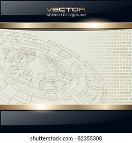 Technology background with wireframe disk, vector.