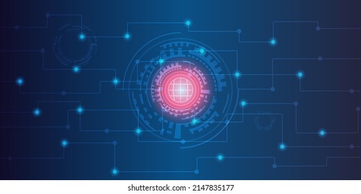 Technology background and world icon communication concept innovation abstract background vector illustration perspective view. Abstract circle digital.Vector abstract futuristic background.