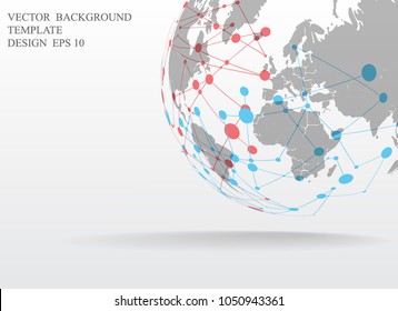 technology background world map vector design  