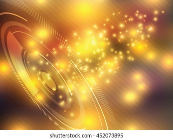 Technology background yellow futuristic abstract with bright lights vector illustration