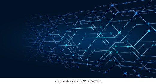 Technology background.Circuit board with the light dark blue.