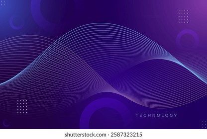 Technology background,purple and dark blue gradations,wave line abstarct background, memphis,eps 10