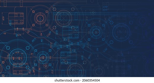 Technology Background.Rotating Gears. School Physics.Machine Technology. Vector Illustration.	