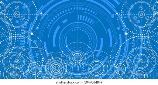 Technology background.Technical engineering banner.Rotating gears. School physics.Machine technology. Vector illustration.	