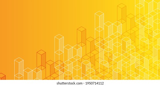 Technology background.Yellow banner.Geometric rhombuses.Abstract tech.Technical drawing.Vector illustration.