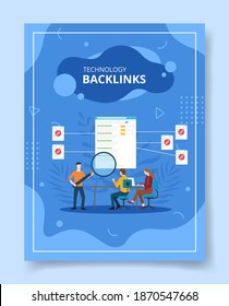 Technology Backlinks People Magnifier Data Document For Template Of Banners, Flyer, Books Cover, Magazines With Liquid Shape Style Vector Design Illustration