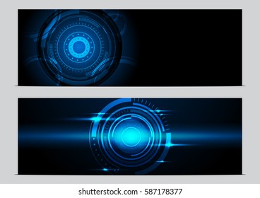 Technology banner background illustration abstract dark blue circle