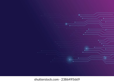 Technology banner blue and purple sky background concept line light circuit board