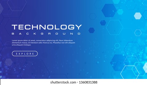 Technology banner blue sky background concept with technology line light effects, abstract tech, illustration vector for graphic design