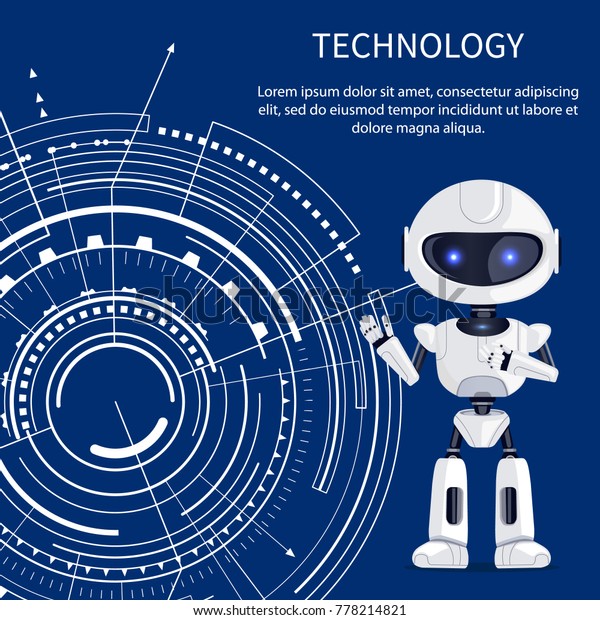 Technology Banner Cute Glossy Cyborg Lilac Stock Vector Royalty