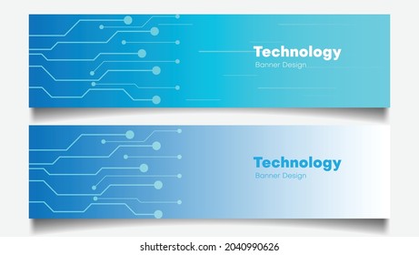 Technologie-Banner-Designhintergrund mit blauer Linie und Punkt