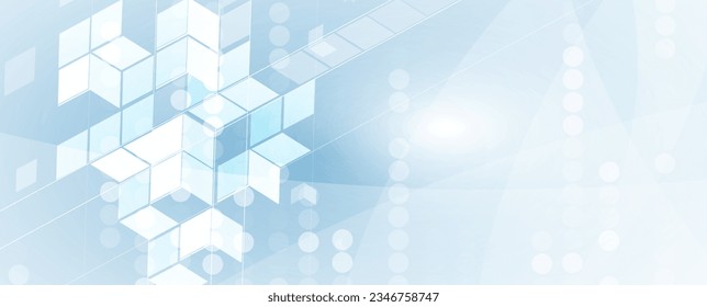 Technology banner design with hexagons abstract background.
