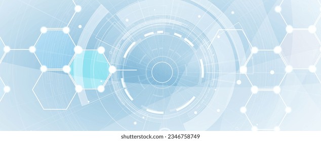 Technology banner design with hexagons abstract background.