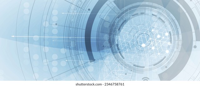 Technology banner design with hexagons abstract background.