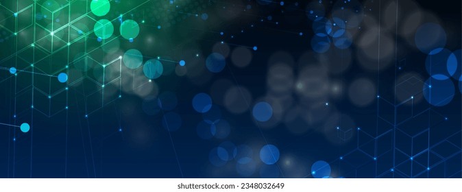 Technology banner design with hexagons abstract background.