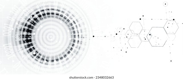 Diseño de pancartas tecnológicas con hexagones de fondo abstracto.