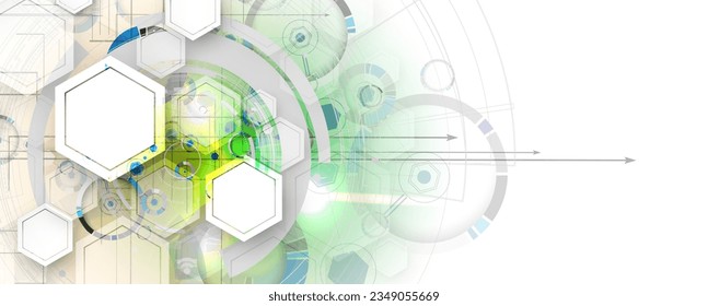 Technology Banner Design mit sechseckigen abstrakten Hintergrund.