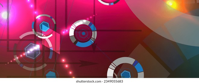 Diseño de pancartas tecnológicas con hexagones de fondo abstracto.