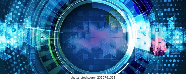 Technology banner design with hexagons abstract background.