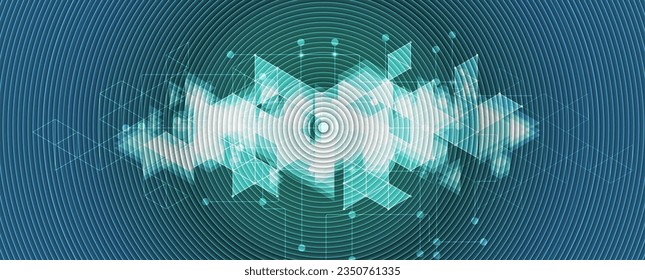 Technology banner design with hexagons abstract background.