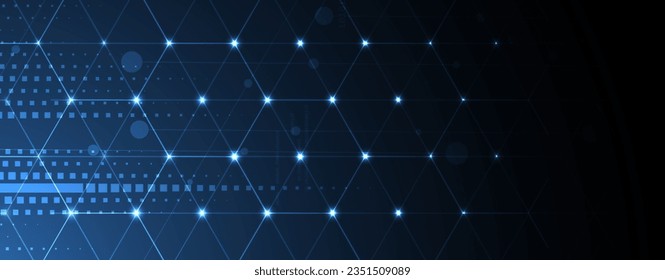 Technology banner design with hexagons abstract background.