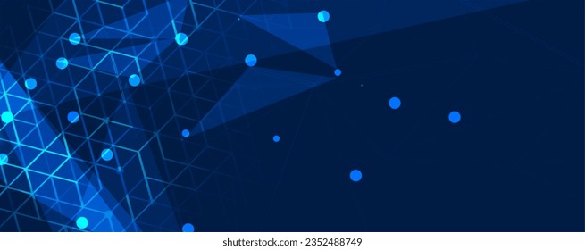 Technology banner design with hexagons abstract background.