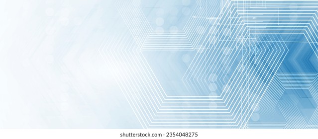 Technology banner design with hexagons abstract background.