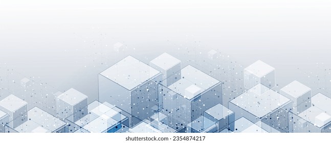 Technology banner design with hexagons abstract background.