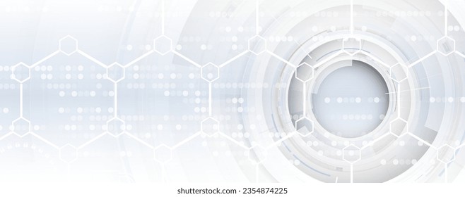 Diseño de pancartas tecnológicas con hexagones de fondo abstracto.