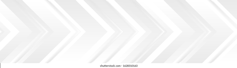 Technology banner design with white and grey arrows. Abstract geometric vector background