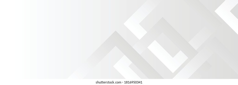 Technology banner design with white and grey arrows. Abstract geometric vector background