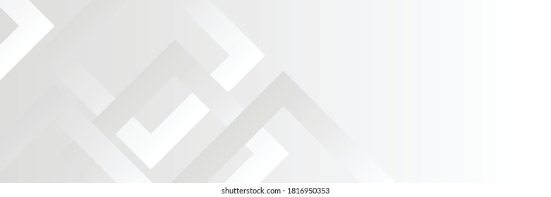 Technology banner design with white and grey arrows. Abstract geometric vector background