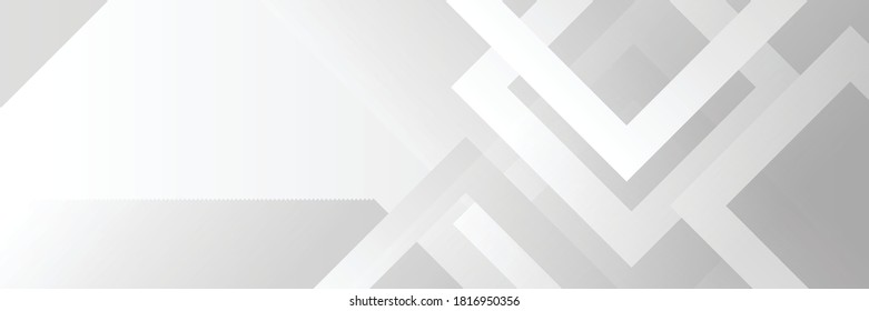 Technology banner design with white and grey arrows. Abstract geometric vector background